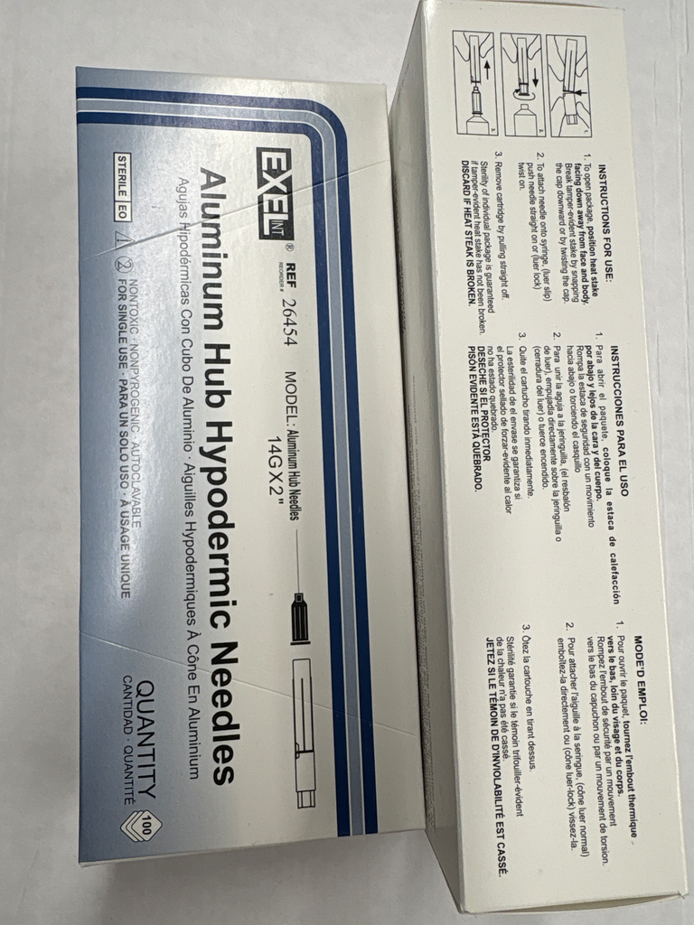 [MAT1058] Aiguille 14G x 2 po AH jetable convertible BOVIN (1 x100 un.