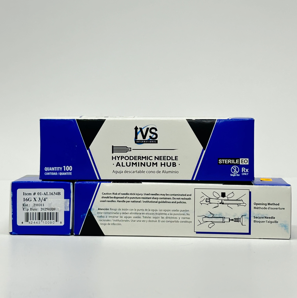 [MAT2648] Aiguilles jetables 16G x 3/4 - IVS (1 x 100 un.) BOVIN