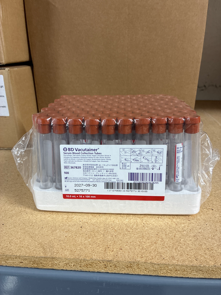 Tube de prélèvement vacutainer rouge - 10 mL (1 x 100 un.)